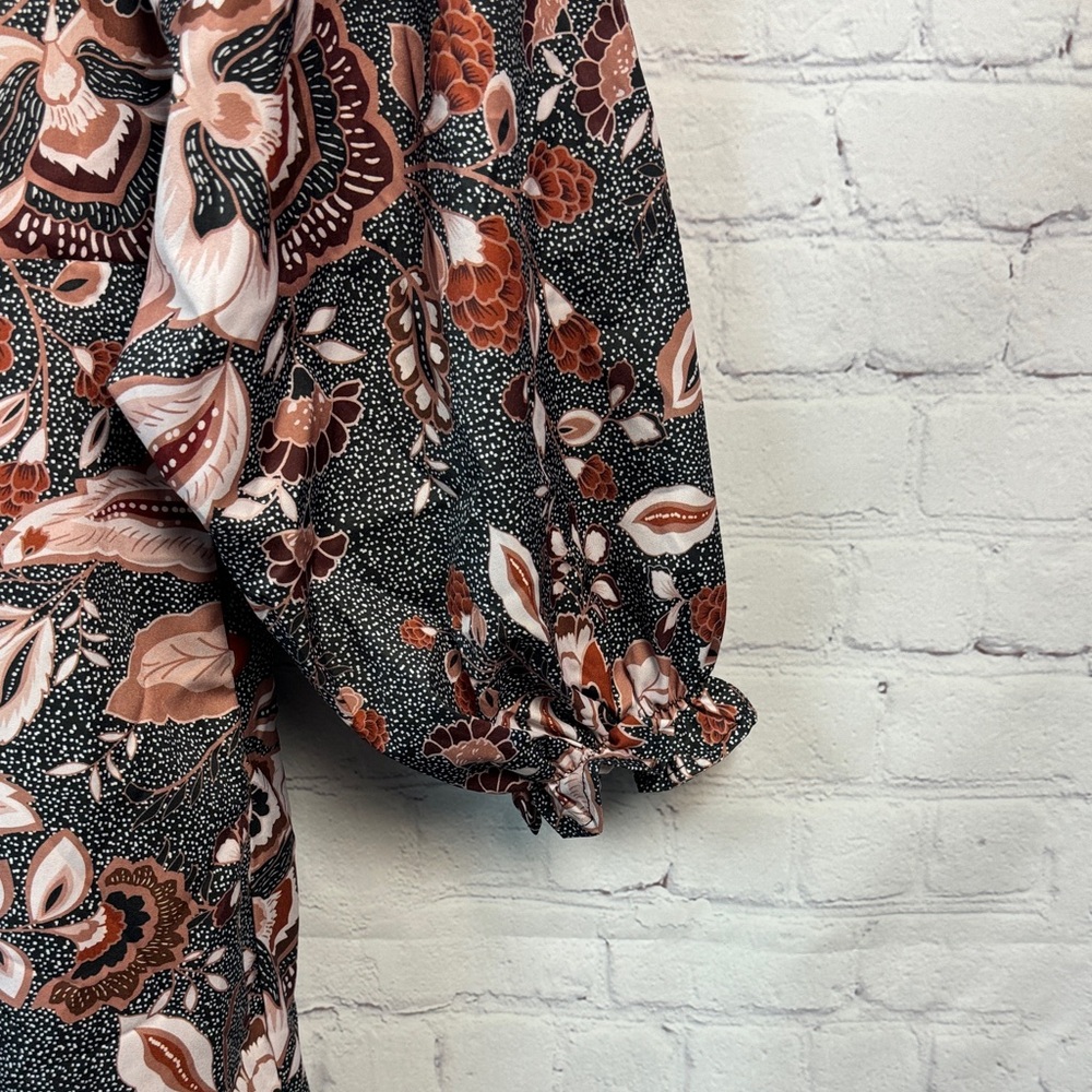 BloomChic Brown Floral Balloon Sleeve Dress Plus Size 3X - Picture 4 of 7